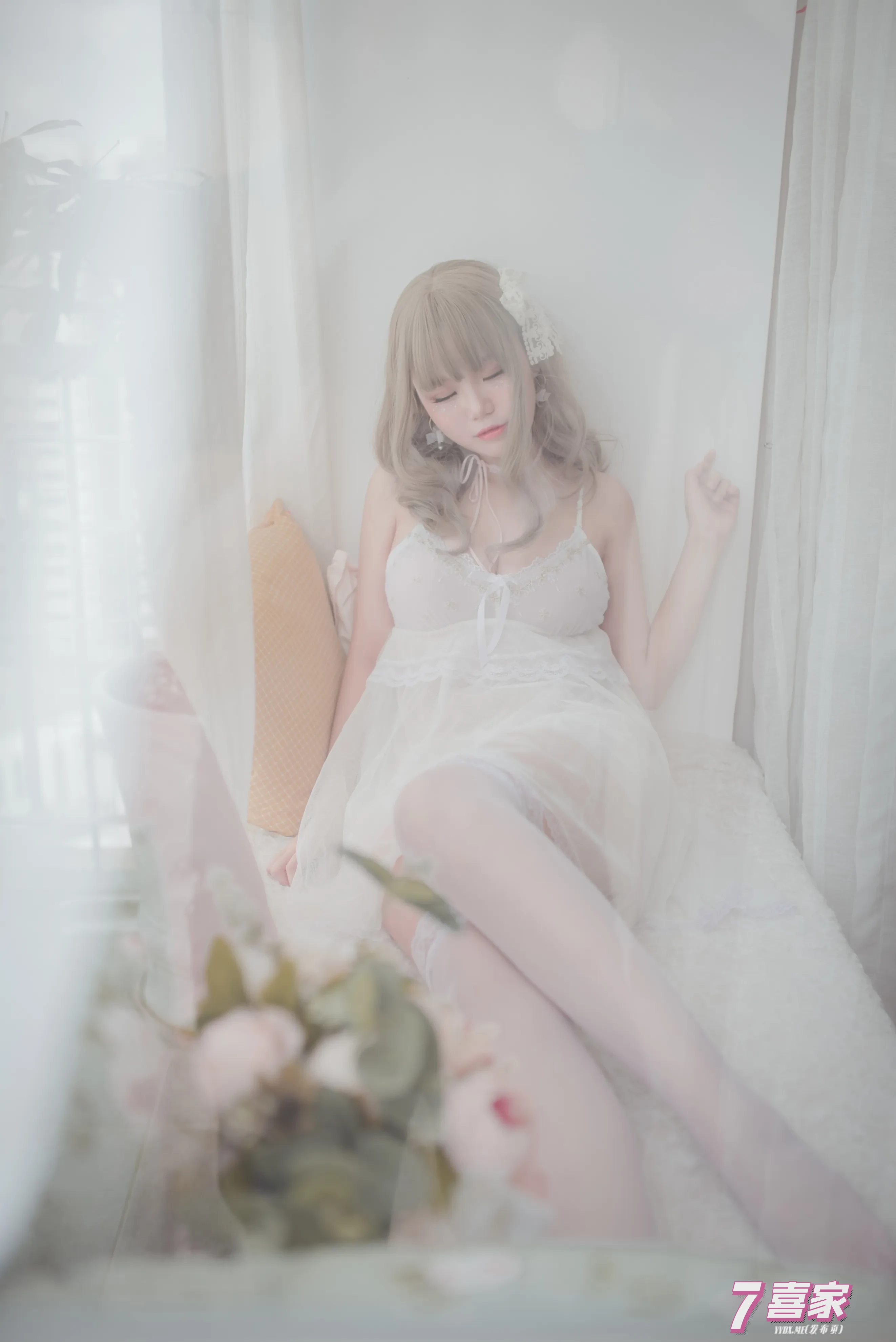 白色丝质连衣裙（CN：Yoko宅夏）少女私房写真 图集资源 第2张